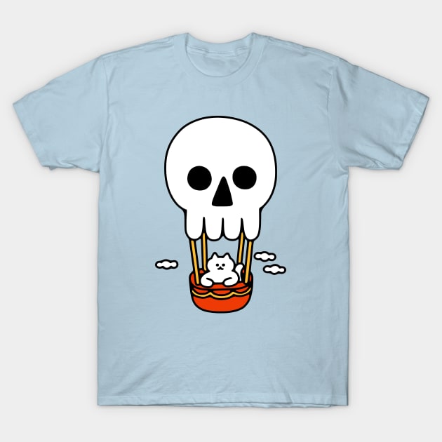 Cat up in Skull Balloon T-Shirt by obinsun